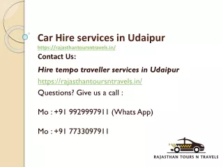 car hire services in udaipur https rajasthantoursntravels in