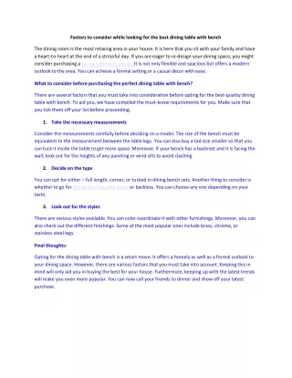 factors to consider while looking for the best