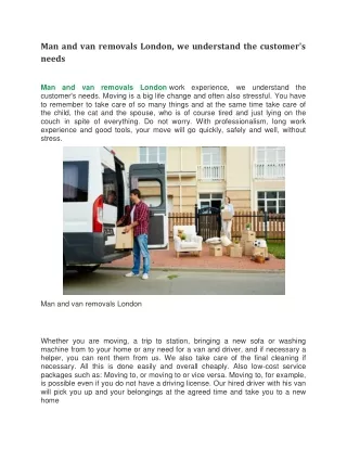 man and van removals london we understand