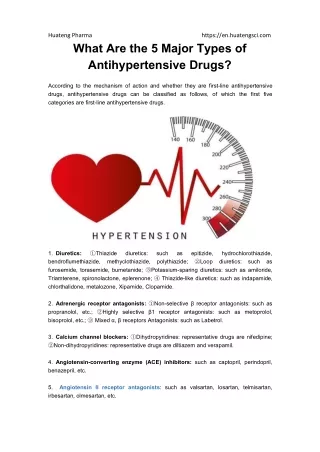 What Are the 5 Major Types of Antihypertensive Drugs?