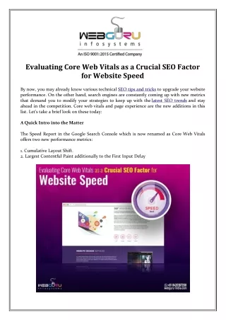 evaluating core web vitals as a crucial