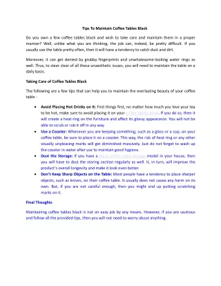 tips to maintain coffee tables black