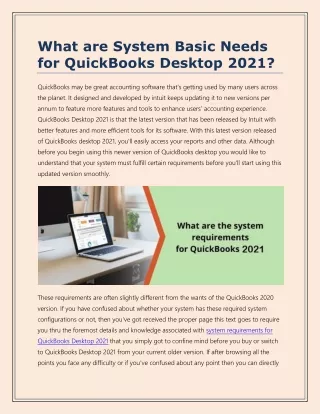 what are system basic needs for quickbooks