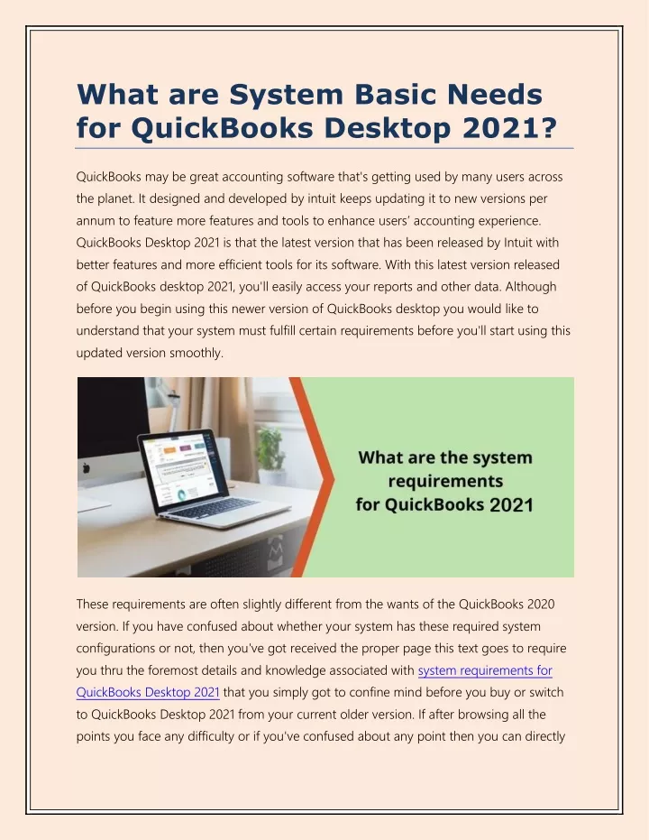 what are system basic needs for quickbooks