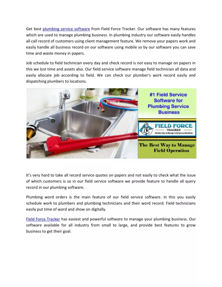 get best plumbing service software from field