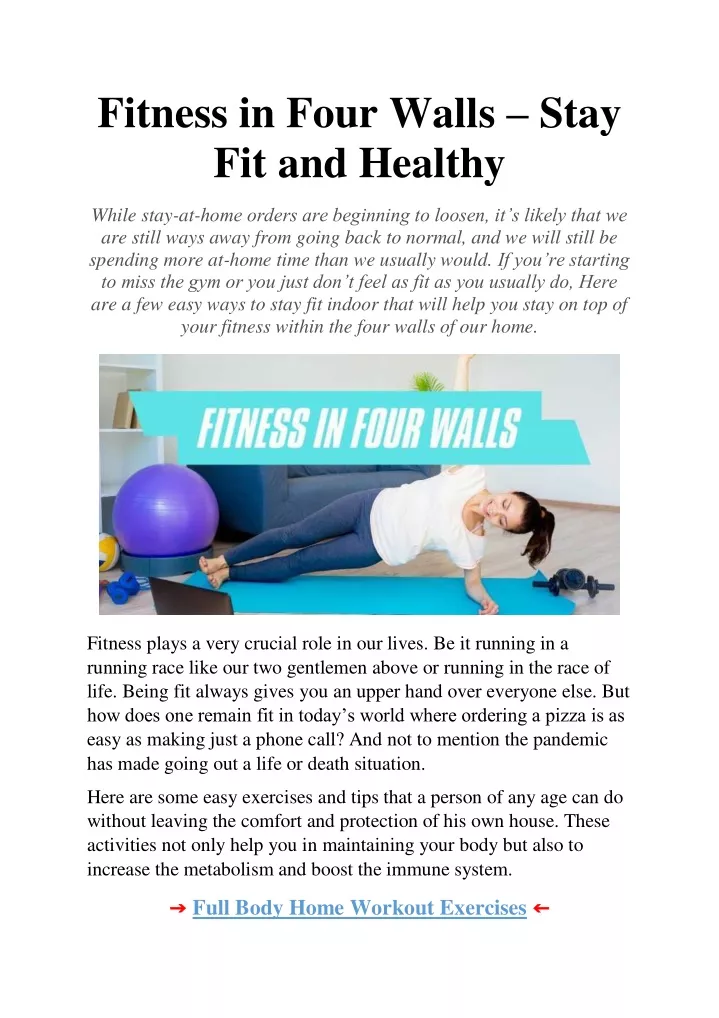 fitness in four walls stay fit and healthy