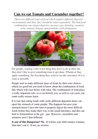 can we eat tomato and cucumber together