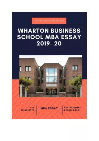 Wharton Admission Essay Question 2019-20 | MBADecoder