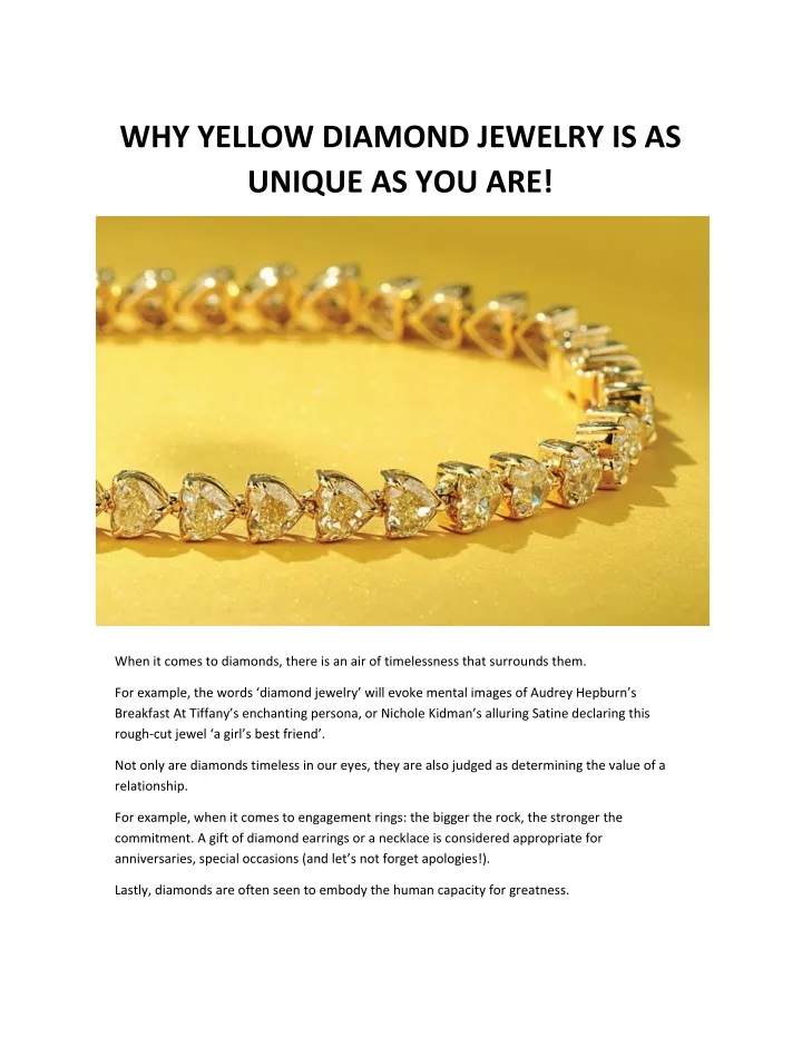 why yellow diamond jewelry is as unique as you are