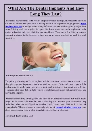 what are the dental implants and how long they