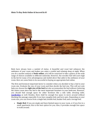 hints to buy beds online succeed in it
