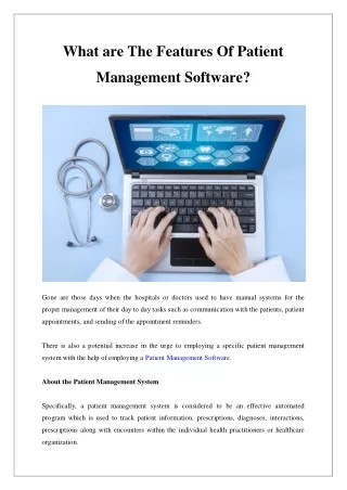 What are The Features Of Patient Management Software?