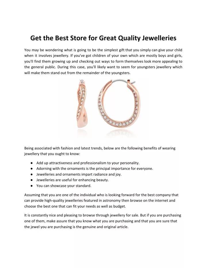get the best store for great quality jewelleries