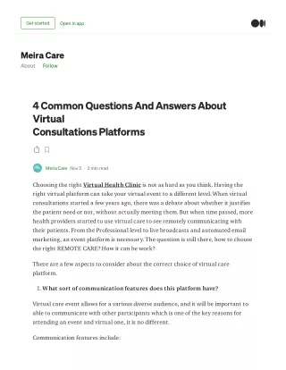 4 Common Questions And Answers About Virtual Consultations Platforms