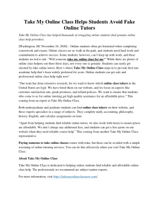 Take My Online Class Helps Students Avoid Fake Online Tutors