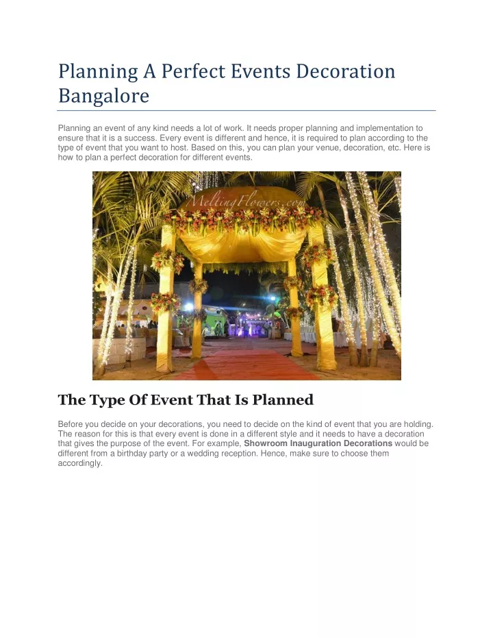 planning a perfect events decoration bangalore