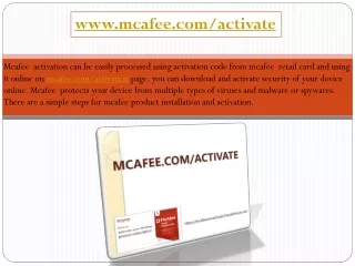 Mcafee.com/Activate | Download, Install & Activate Mcafee