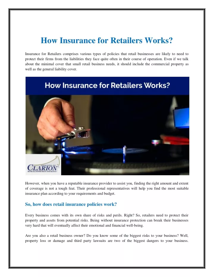 how insurance for retailers works