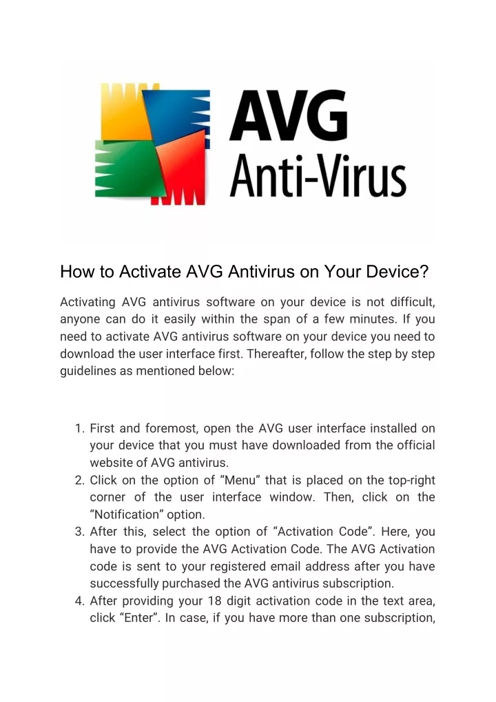 how to activate avg antivirus on your device