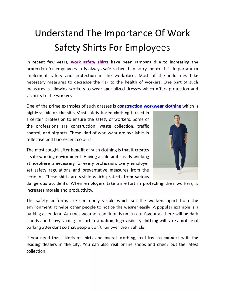 understand the importance of work safety shirts