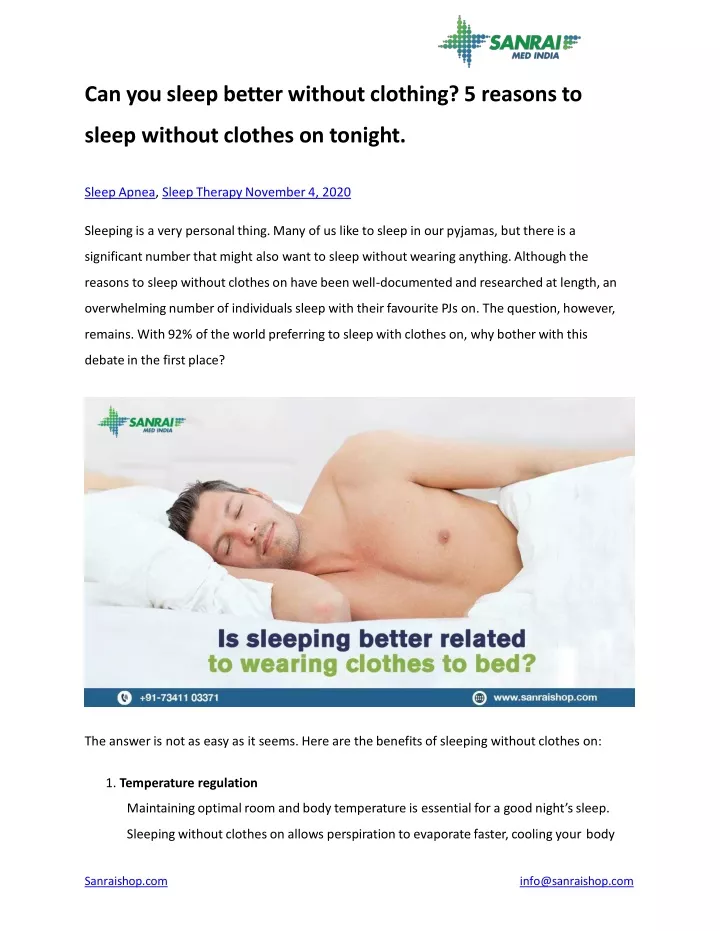 can you sleep better without clothing 5 reasons