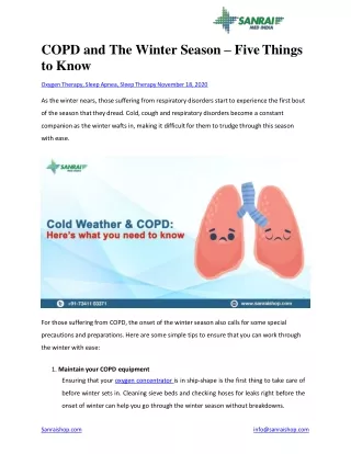 COPD and The Winter Season – Five Things to Know | Sanrai Shop