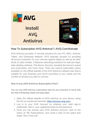 how to subscription avg antivirus avg com activate