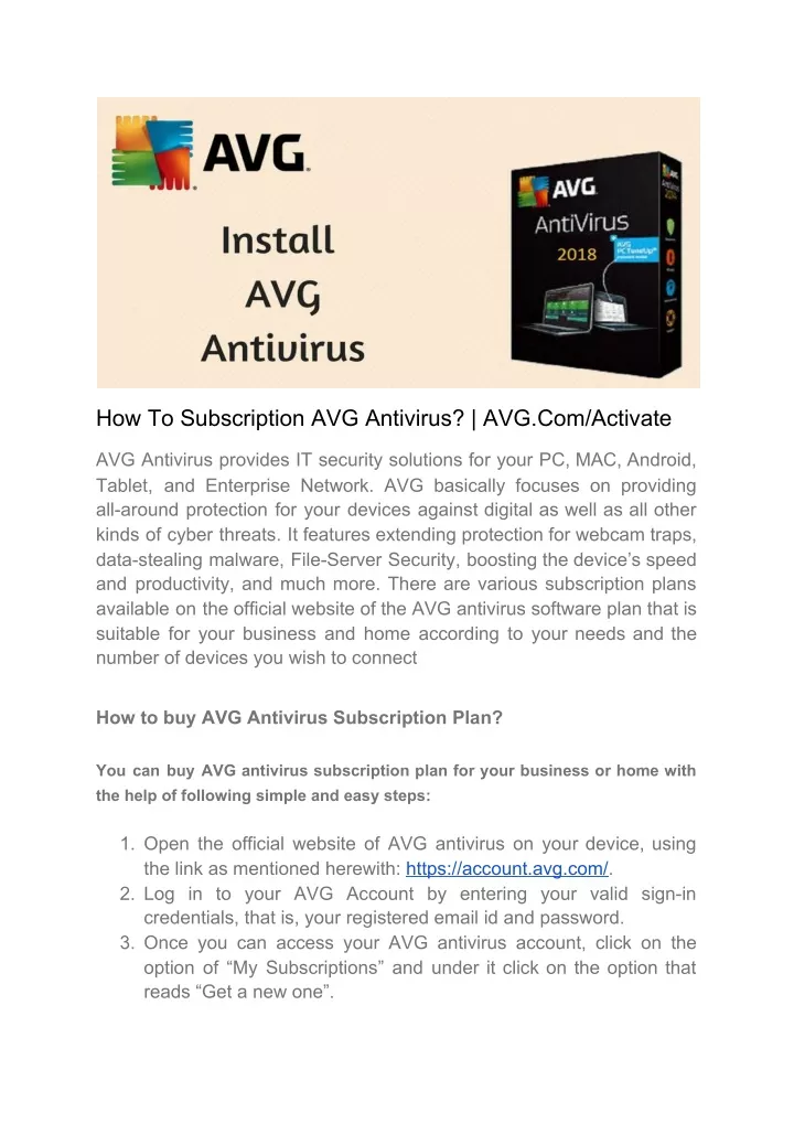 how to subscription avg antivirus avg com activate