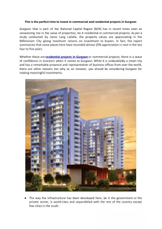 This is the perfect time to invest in commercial and residential projects in Gurgaon