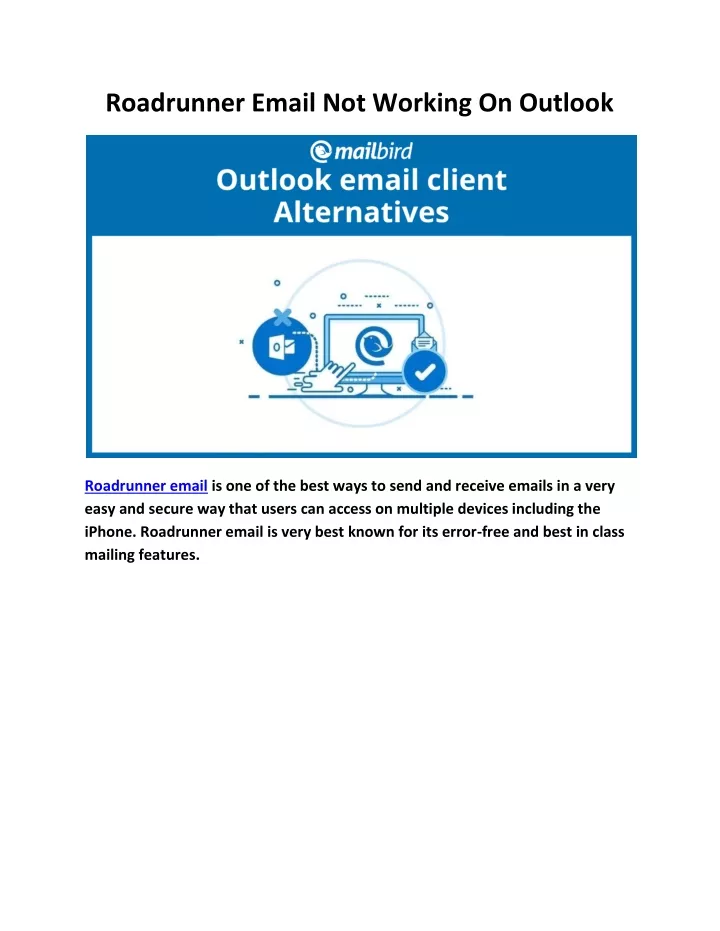 roadrunner email not working on outlook