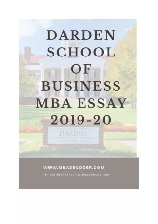Darden MBA Essay Question 2019-20 | MBADecoder