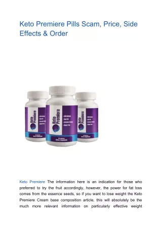 Keto Premiere Pills Scam, Price, Side Effects & Order