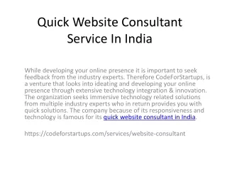 quick website consultant service in india