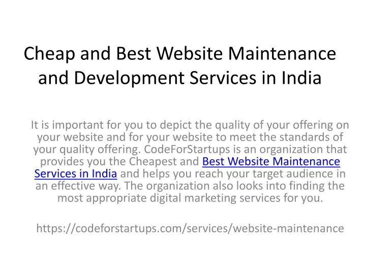 cheap and best website maintenance and development services in india