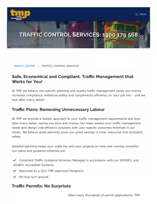 Traffic control Services: 1300 179 568