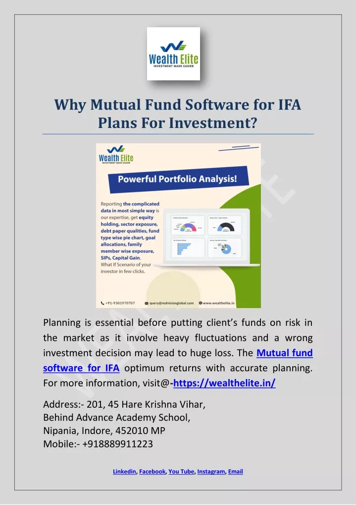 why mutual fund software for ifa plans