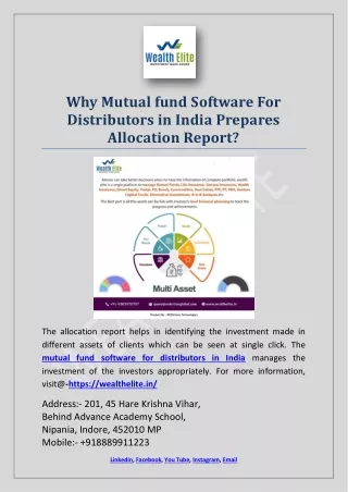 why mutual fund software for distributors