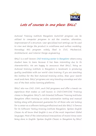 Lots of courses in one place: BALC