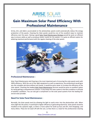 gain maximum solar panel efficiency with