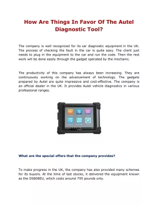 how are things in favor of the autel diagnostic