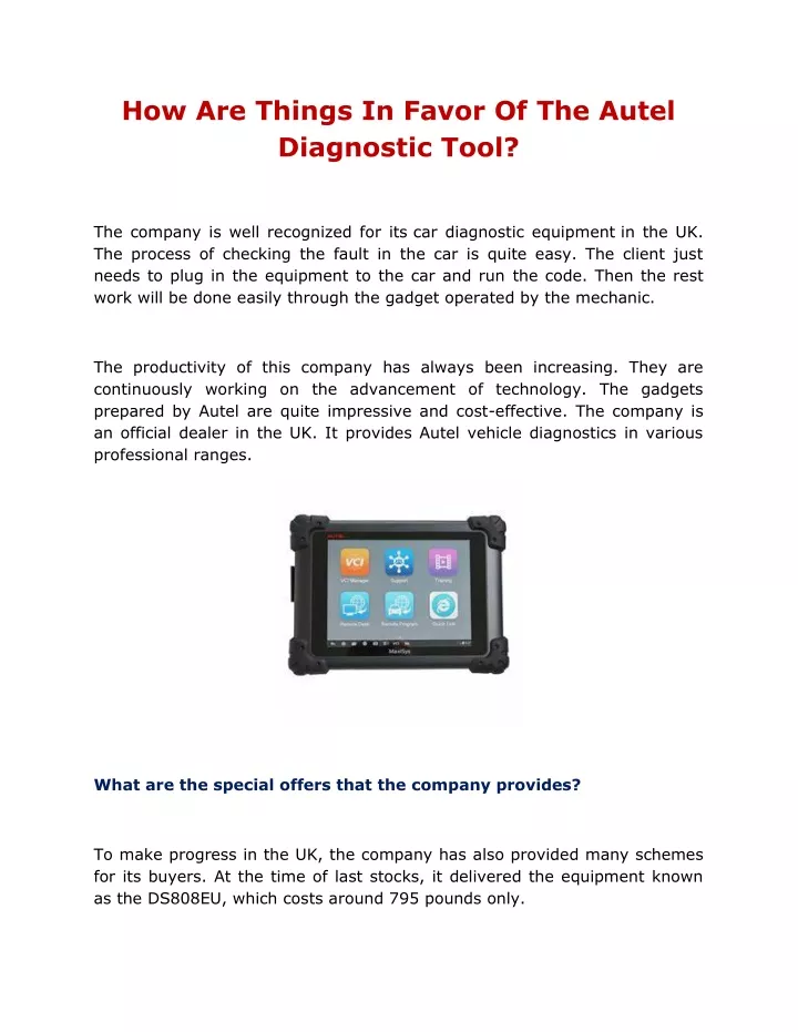 how are things in favor of the autel diagnostic