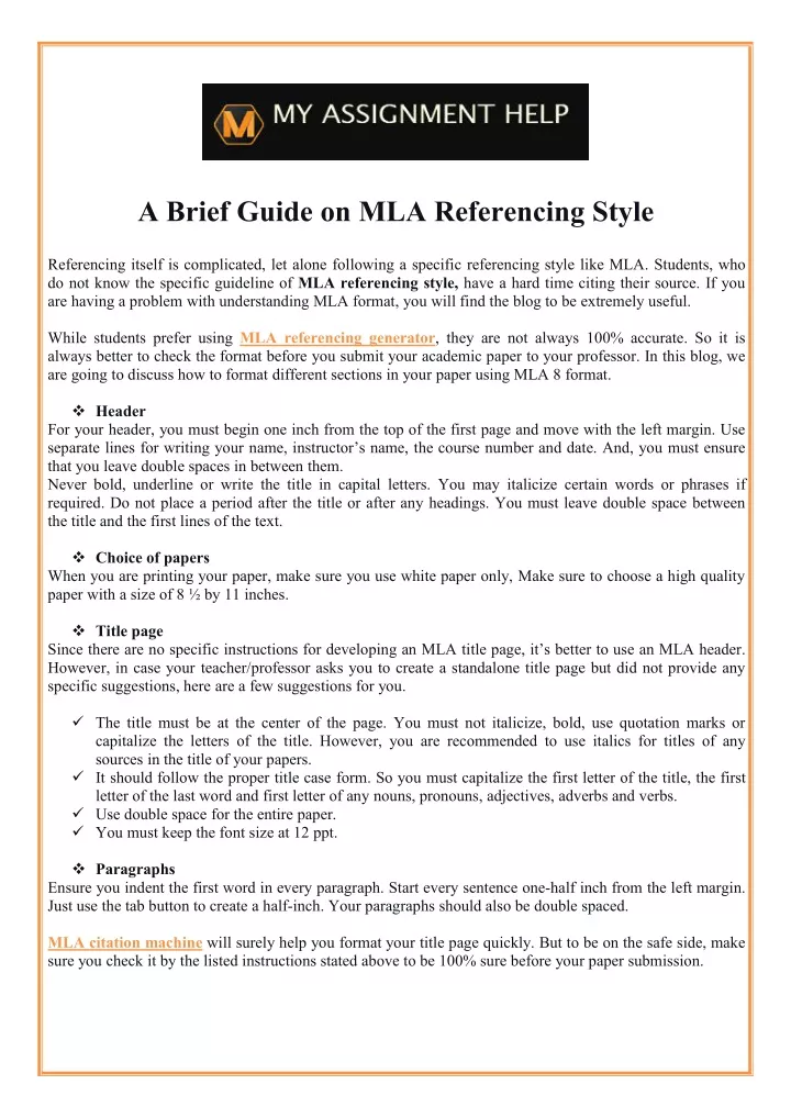 a brief guide on mla referencing style