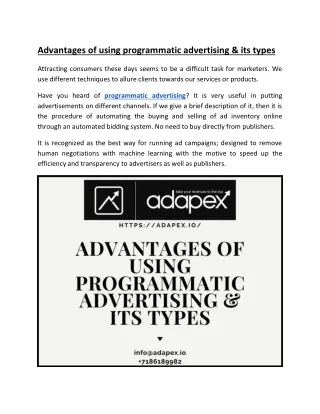 Advantages of using programmatic advertising & its types