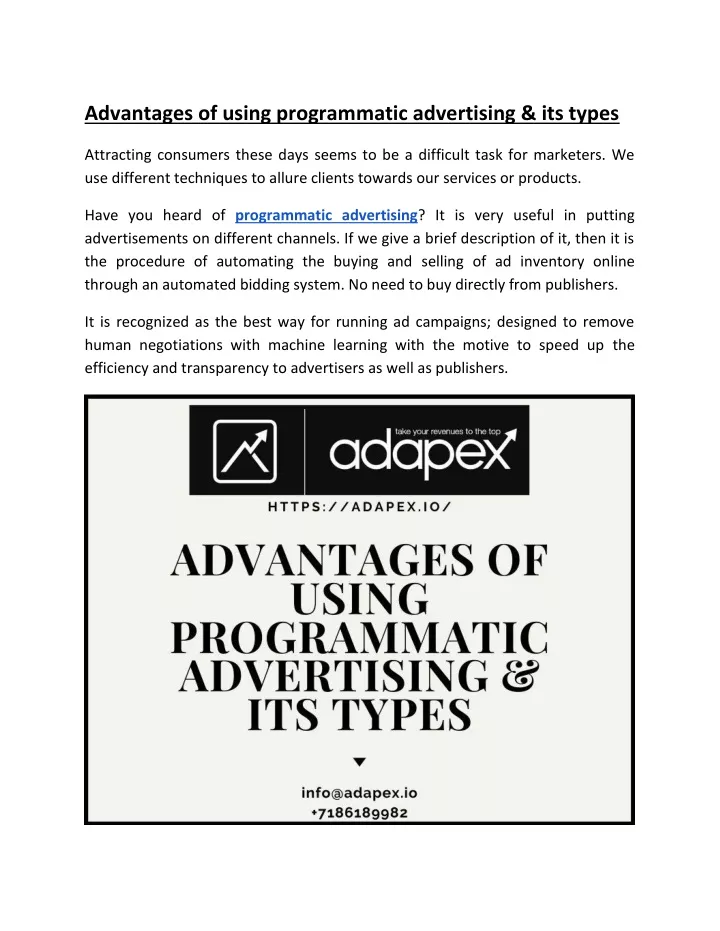 advantages of using programmatic advertising