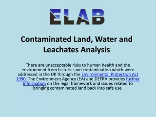Get Environmental Testing and Analysis Water Testing Lab ELAB