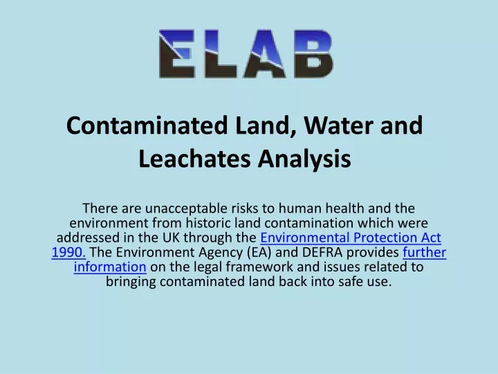 contaminated land water and leachates analysis