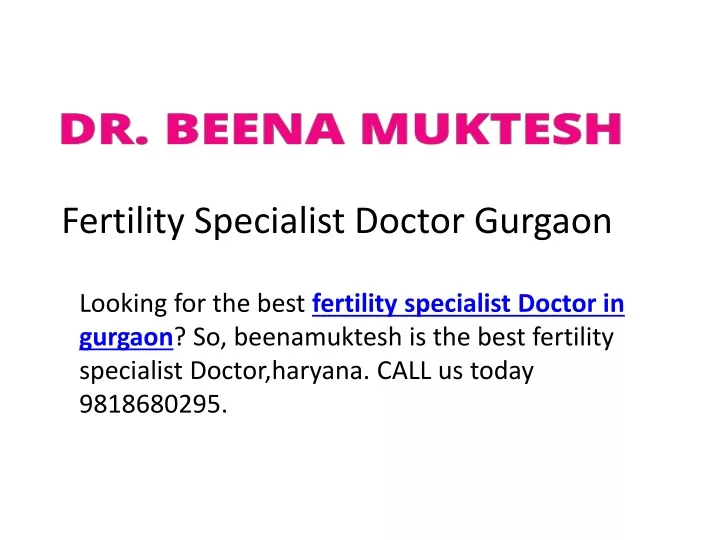 fertility specialist doctor g urgaon