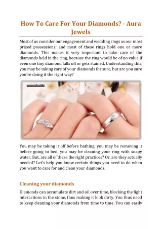 How To Care For Your Diamonds - Aura Jewels