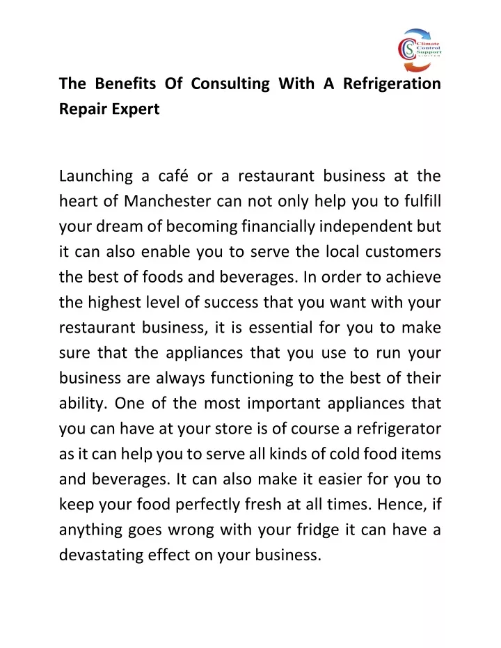 the benefits of consulting with a refrigeration