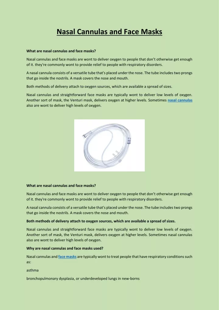 nasal cannulas and face masks